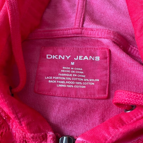 NWT - DKNY Jeans pink vest with hoodie - Picture 4 of 6
